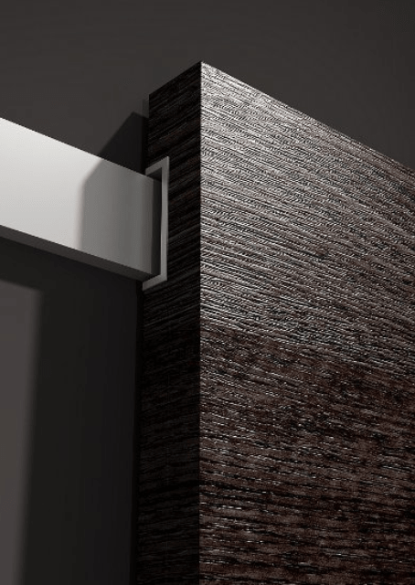 Detail posuvného kování MINIMA pro dřevěné dveře